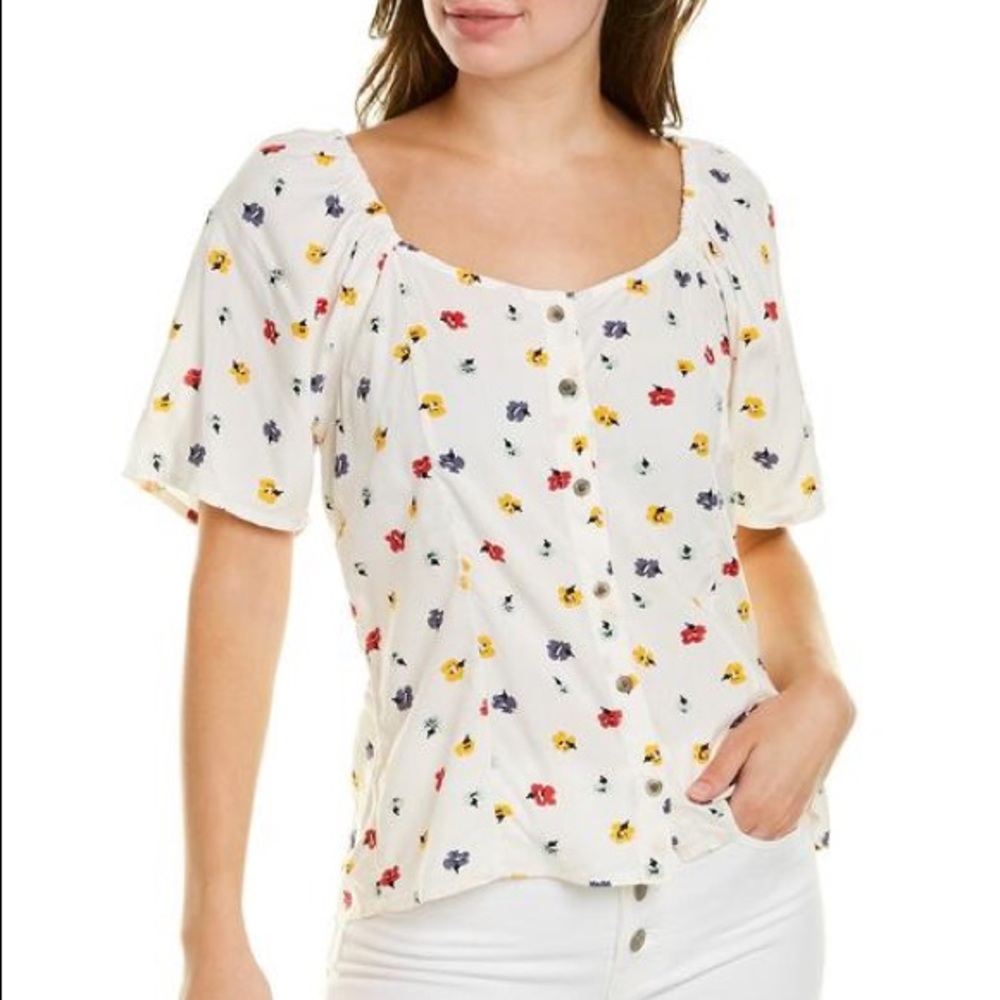 Madewell Floral Puff-Sleeve Top